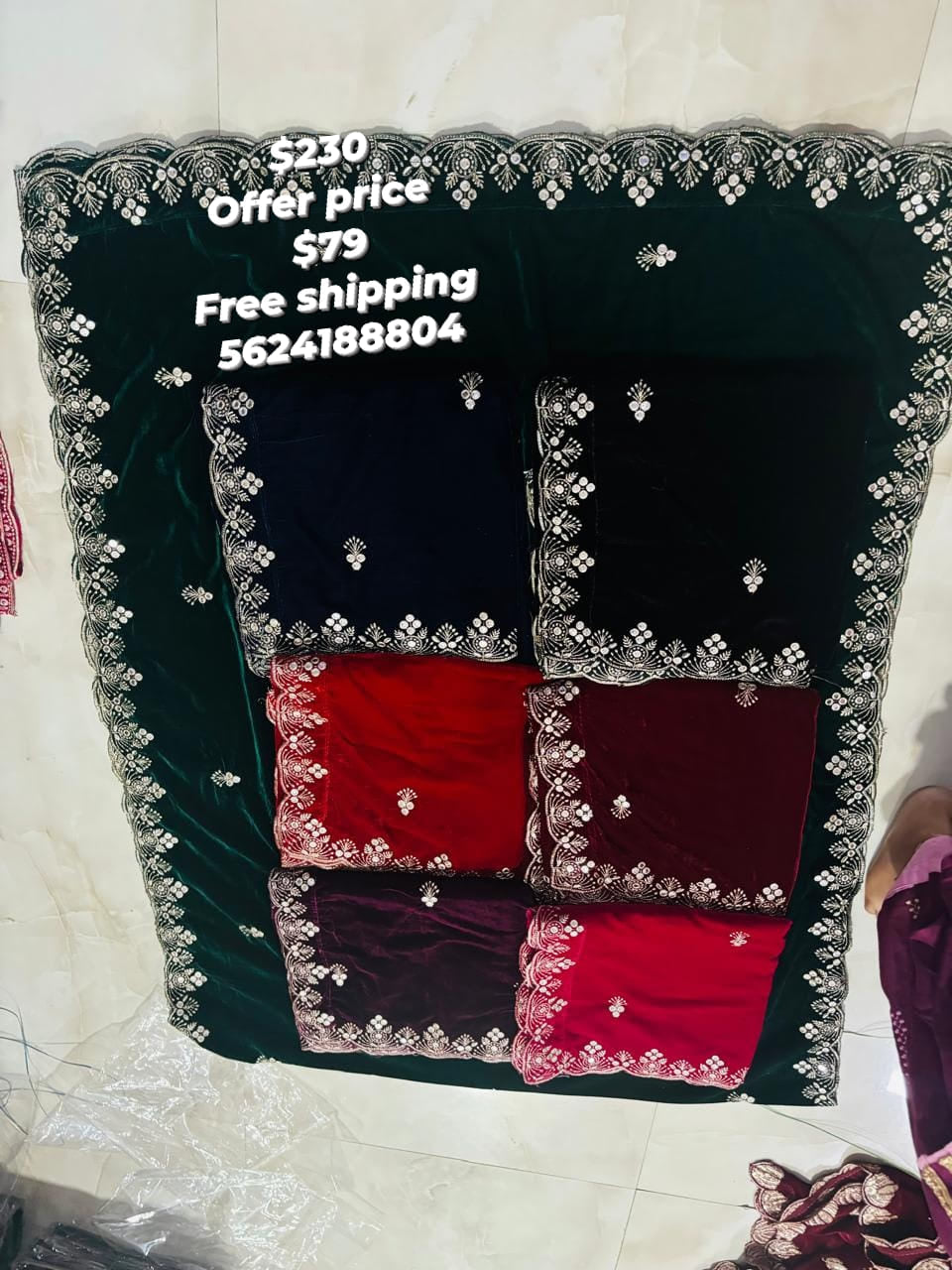 Velvet  dupatta / Shawl  with beautiful border work