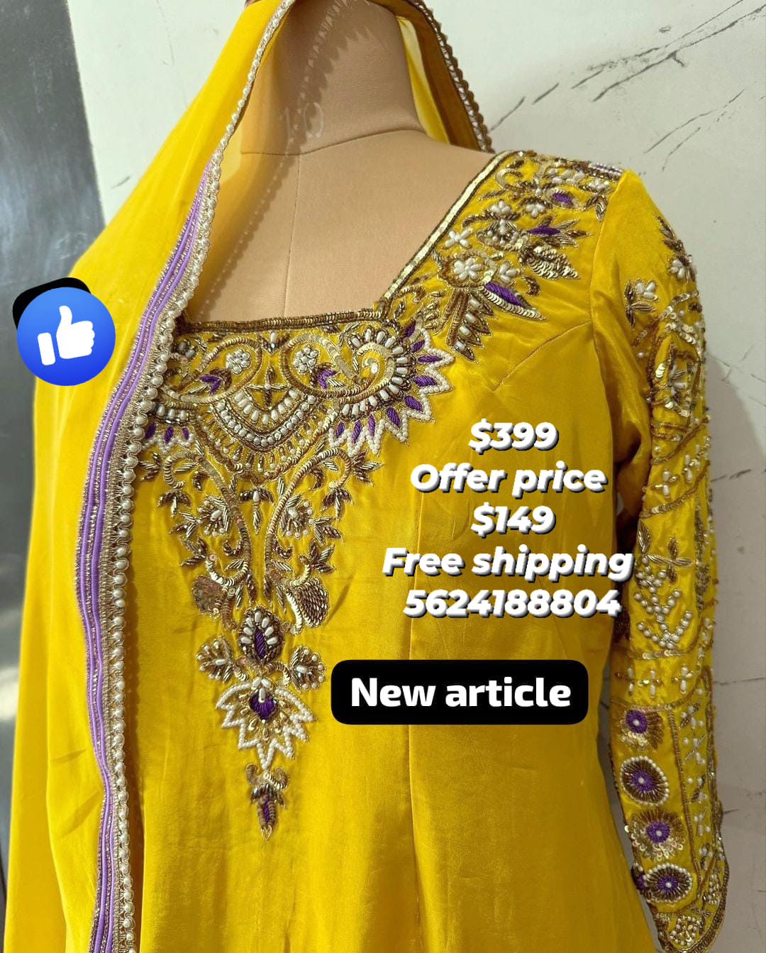 Yellow Pure Dechne Crepe Suits With Exclusive Work