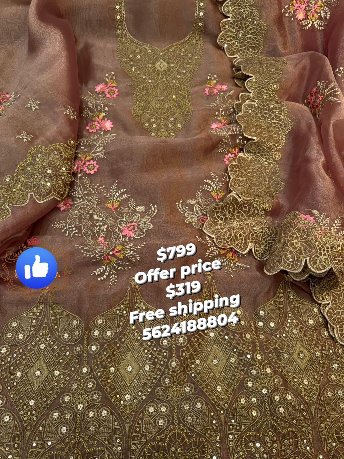 Elegant Designer Suit on Pure Shimmer Soft Fabric